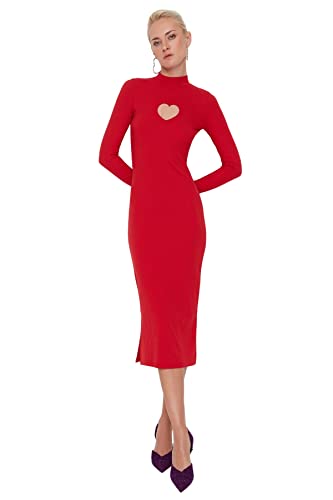 TRENDYOL Damen Bodycon Maxi Dress Kleid, Rot, M EU von TRENDYOL