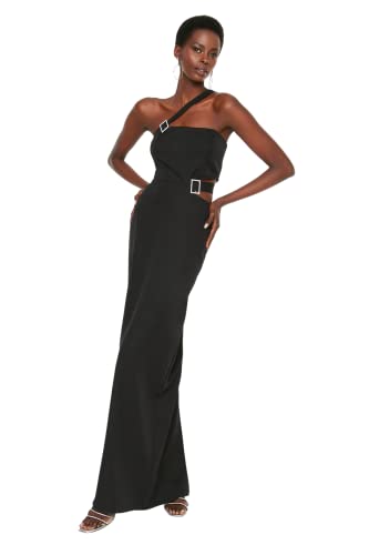 TRENDYOL Damen Maxi Shift Regular Evening Dress & Prom Dress Kleid, Schwarz, 38 EU von TRENDYOL