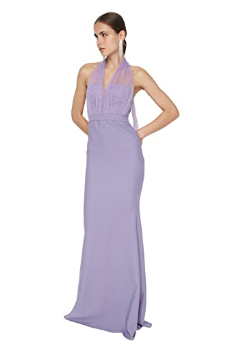 Trendyol Damen Maxi Meerjungfrau Regular Woven Abendkleid, Flieder, 62 von TRENDYOL