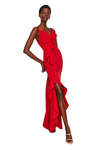 TRENDYOL Damen Detailed Evening and Graduation Formal Night Out Dress, Rot, 40 EU von TRENDYOL