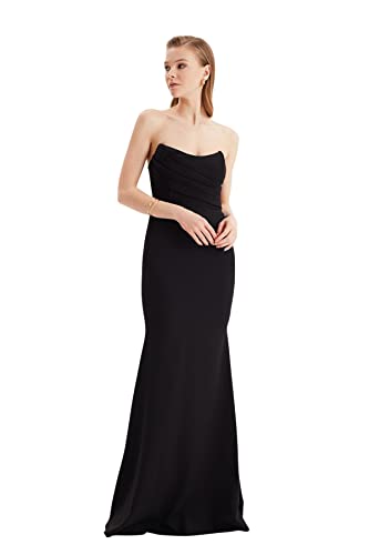 TRENDYOL Damen Maxi Mermaid Regular Abendkleid & Ballkleid Kleid, Schwarz, 38 EU von TRENDYOL