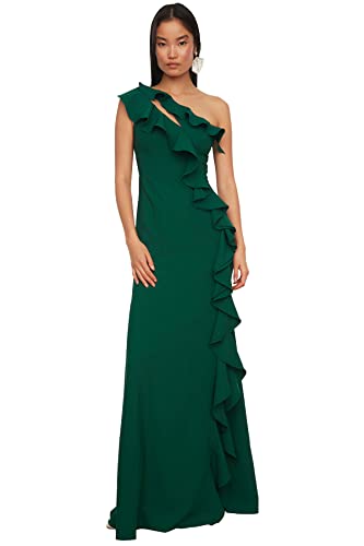 TRENDYOL Damen Detailed Evening and Graduation Formal Night Out Dress, Emerald Green, 34 EU von TRENDYOL
