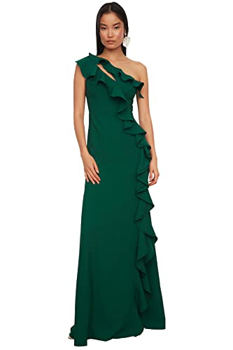 TRENDYOL Frau Maxi Meerjungfrau-Linie Regular Webstoff Abendkleid und Abschlusskleid, Smaragdgrün von TRENDYOL