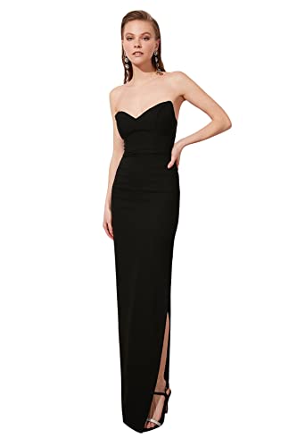 TRENDYOL Damen Figurbetontes Maxikleid, Abendkleid und Ballkleid Kleid, Schwarz, 38 von TRENDYOL