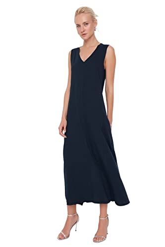 Trendyol Damen Maxi Standard Regular Dress Kleid, Marineblau, Medium von TRENDYOL