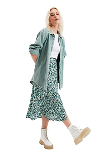 Trendyol Damen Trendyol Tile Flower Pattern Tip Detailed Skirt, Grün, 42 EU von TRENDYOL
