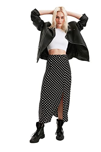 TRENDYOL Damen Trendyol Tile Polka Dot Skirt, Schwarz, 36 EU von TRENDYOL