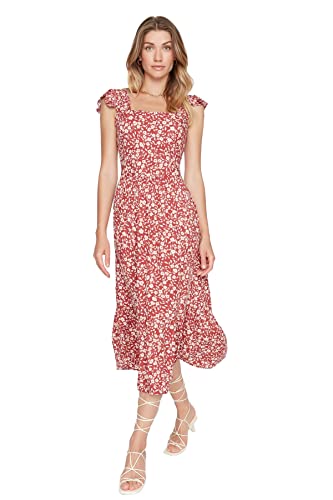 Trendyol Damen Women line Woven Dress Midi A-Linie Regular Fit Webkleid, Tile, 42 von TRENDYOL