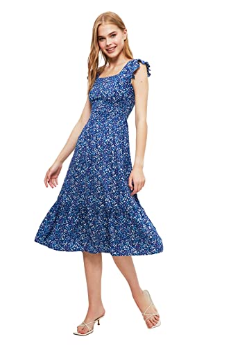 Trendyol Damen Midi, A-Linie, Normale Passform, gewebtes Kleid, Marineblau, 38 von TRENDYOL