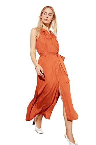 Trendyol Damen, reguläre Midi, A-Linie, Normale Passform, gewebtes Kleid, Zimt, 38 von TRENDYOL