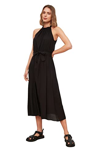 TRENDYOL Damen Gürtelkleid Dress, Schwarz, 38 EU von TRENDYOL