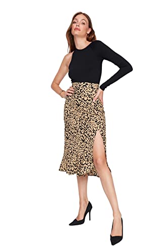 TRENDYOL Damen Trendyol Damen Midi Wrapover A-linie Gewebter Rock, Camel, 34 EU von TRENDYOL