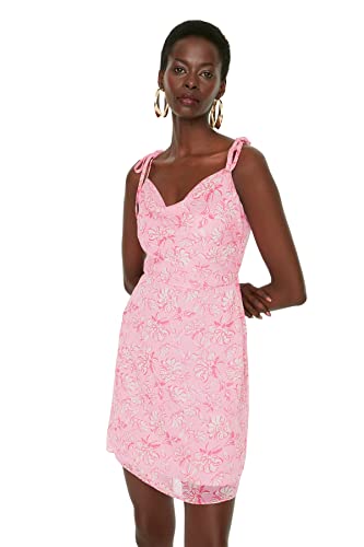 Trendyol Damen Midi, Normale Passform, gewebtes Kleid, Rose, 34 von TRENDYOL