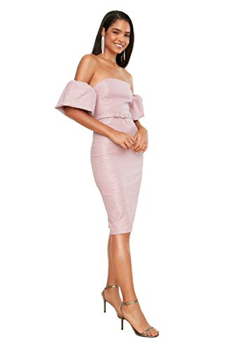 TRENDYOL Damen Bow Jacquard Dress, Rosa, 34 EU von TRENDYOL