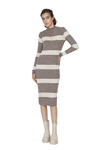 TRENDYOL Damen Shirt Collar Taptur Dress Dress Kleid, Nerzfarbe, M von TRENDYOL