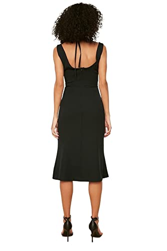TRENDYOL Damen Bodycon Midi Dress Kleid, Schwarz, 38 EU von TRENDYOL