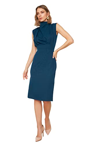 TRENDYOL Damen Hohe Kragenkleid. Dress, Öl, 38 EU von TRENDYOL