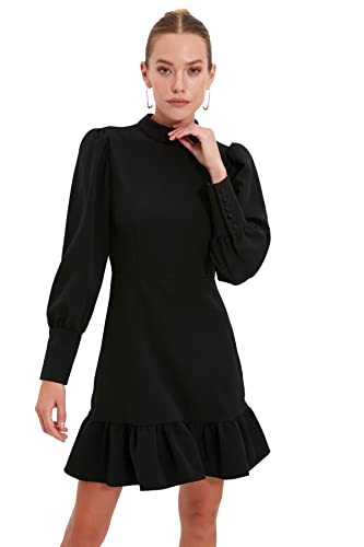 TRENDYOL Damen Trendyol Mink Steep Collar Wickelkleid Casual Dress Nacht, Schwarz, 34 von TRENDYOL