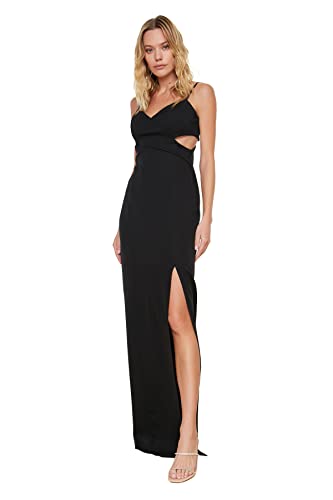 TRENDYOL Damen Detaillierte Abendkleider Kleid Formal Night Out Dress, Schwarz, 38 EU von TRENDYOL