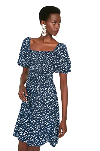 TRENDYOL Damen Midi Standard Relaxed Kleid, Marineblau, 38 EU von TRENDYOL