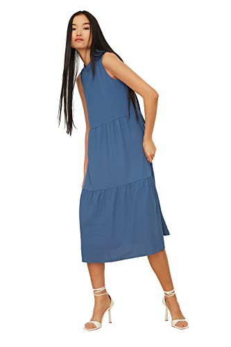TRENDYOL Damen Breites Geschnittenes Kleid Dress, Blau, 42 EU TRENDYOL Damen Breites Geschnittenes Kleid Dress, Blau, 42 EU von TRENDYOL