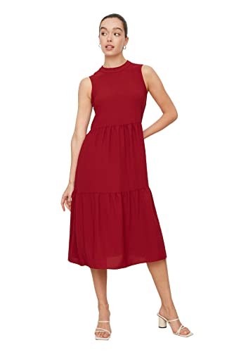Trendyol Damen Wide Cut Dress, Burgundy, 34 EU von TRENDYOL