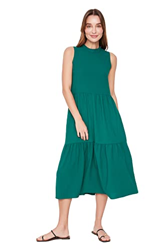 TRENDYOL Damen Breites Geschnittenes Kleid Dress, Smaragdgrün, 36 EU von TRENDYOL