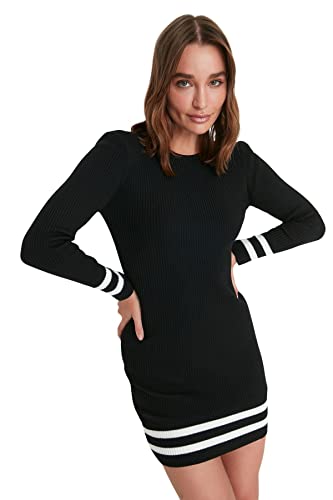 TRENDYOL Damen Midi Standard Regular Dress, Schwarz, S EU von TRENDYOL