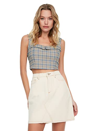 Trendyol Women's Basic Denim Rock. Skirt, Ecru, 40 von TRENDYOL