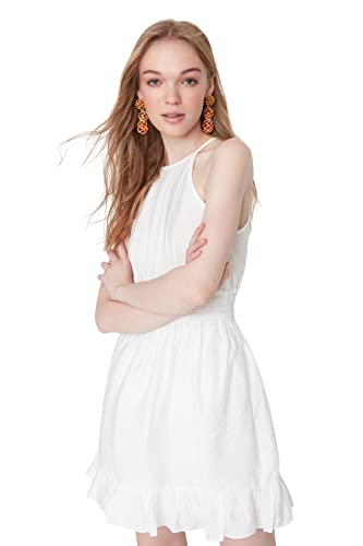 TRENDYOL Damen Mini A-line Regular Dress Kleid, Grün, EU 34 von TRENDYOL