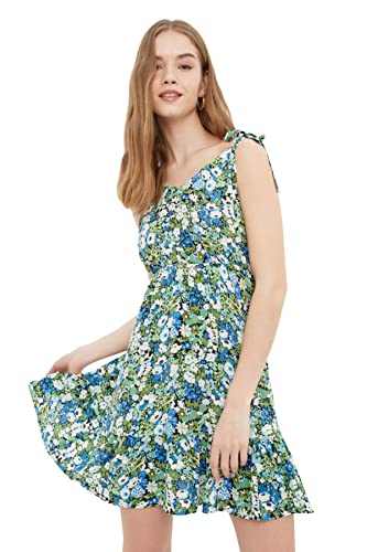 Trendyol Damen Gemustertes Kleid Dress, Grün, 38 EU von TRENDYOL