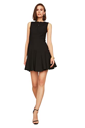 Trendyol Damen Women Mini A-line Regular fit Woven Dress Kleid, Schwarz, 62 von TRENDYOL