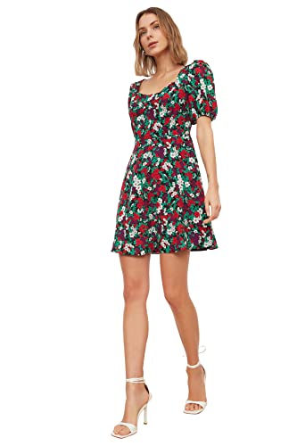 Trendyol Women's Ballonhülse gemustertes Kleid Dress, Multi Color, 34 Trendyol Women's Ballonhülse gemustertes Kleid Dress, Multi Color, 34 von TRENDYOL
