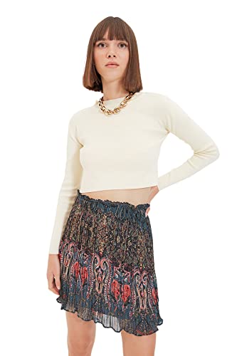 Trendyol Damen Patterned Skirt, Grün, 34 EU von TRENDYOL