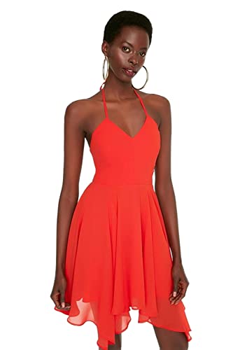 TRENDYOL Damen Mini Skater Dress Kleid, Orange, 38 EU von TRENDYOL