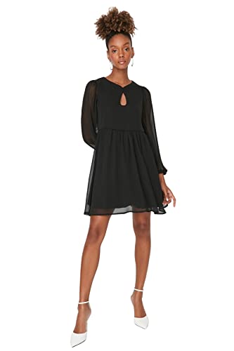 TRENDYOL Damen Trendyol Woman Design Maxi Standard Crew Neck Woven Dress Kleid, Schwarz, 42 EU von TRENDYOL