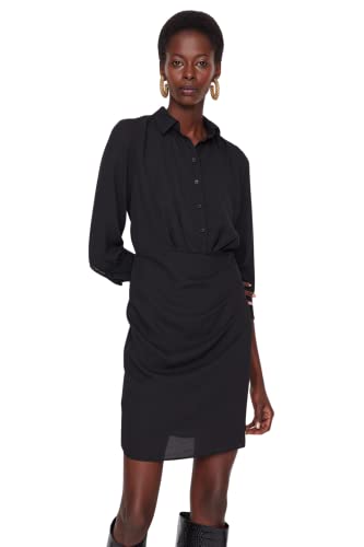 TRENDYOL Damen Shirt Collar Dress, Schwarz, 40 EU von TRENDYOL