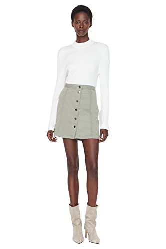 TRENDYOL Damen Trendyol Damen Mini Bleistiftrock A-linie Webstoff Rock Skirt Grün Rock, Grün, 34 von TRENDYOL