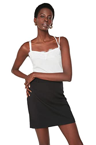 TRENDYOL Damen Gedetailleerde rok met zwarte riem Skirt, Schwarz, 36 EU von TRENDYOL