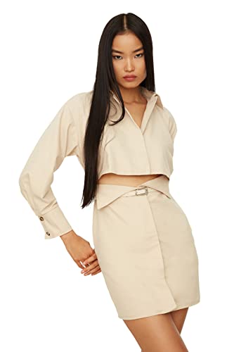 Trendyol Damen Cut Out in Stone Belt Cocktail Dress, Stone, 32 EU von TRENDYOL