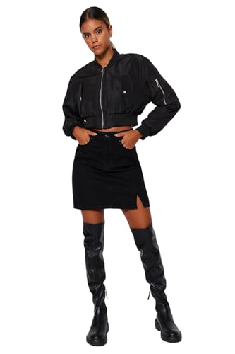 Trendyol Women's Damen Mini Bodycone A-Linie Webstoff Rock Skirt, Black, 38 von TRENDYOL