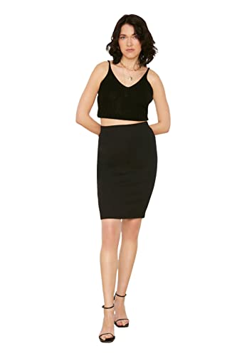 TRENDYOL Damen Black Knitted Pencil Skirt, Schwarz, S EU von TRENDYOL