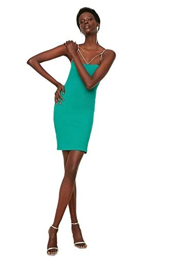 Trendyol Damen Figurbetontes Mini Kleid, grün, 60 von TRENDYOL