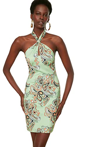 Trendyol Damen Patterned Knitted Dress, Grün, 42 EU von TRENDYOL