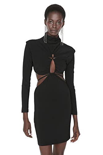 TRENDYOL Damen Bodycon Mini Dress Kleid, Schwarz, 44 EU von TRENDYOL