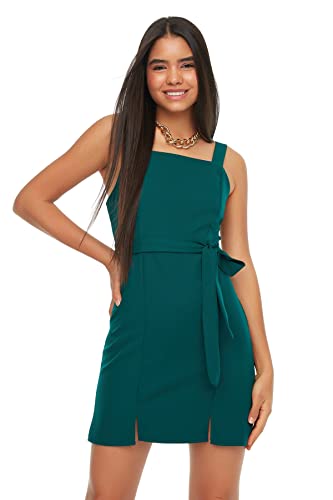 Trendyol Damen Figurbetontes Mini Kleid, Grün, 38 von TRENDYOL