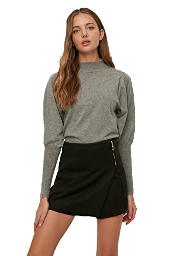 TRENDYOL Damen Black Zip Detailed Skirt, Schwarz, 36 EU von TRENDYOL