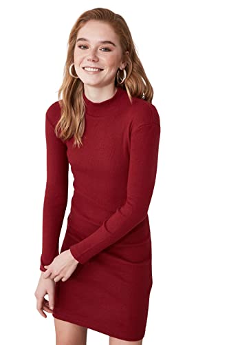 TRENDYOL Damen Halb-throat-strickkleid Dress, Bordeaux, S EU von TRENDYOL