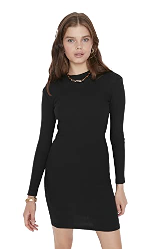 TRENDYOL Damen Half-throat Knit Dress, Schwarz, L EU von TRENDYOL