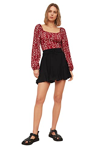 TRENDYOL Damen Drapierte Gestrickte Rock Skirt Western, Schwarz, XS von TRENDYOL